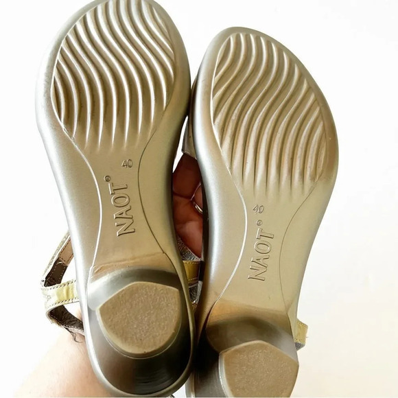 NAOT Metallic Leather‎ Sandals Size 40 Israel Summer Sheen Dance Formal Dressy - Picture 3 of 10